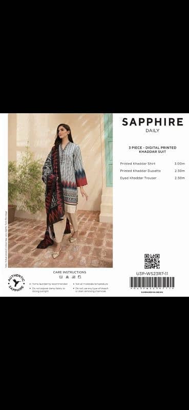 100% Original Sapphire Digital Printed Khader 3 pcs 3