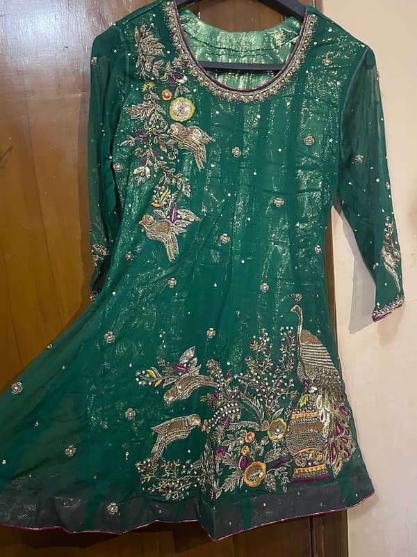 Mehndi dress Green Pink & Mustard color 1