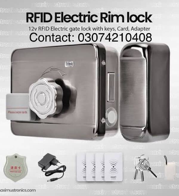 Electric Door lock main gate Rim lock card key access System 12v 0