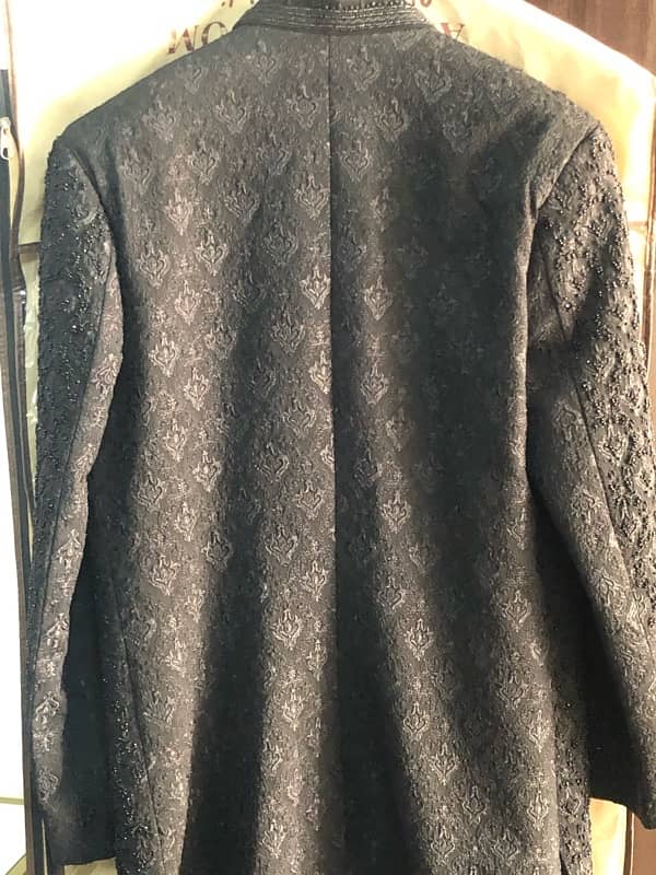 Black sherwani kat dana work for groom one time worn 8