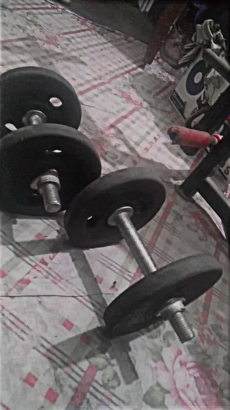 Bench press 5 in 1 exercises with 20kg weight plates in good condition 1