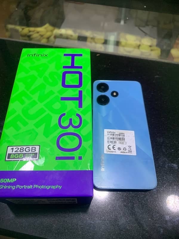 infinix hot 30i 4+4 128 complete box 10by10 jenwan condition one use h 1