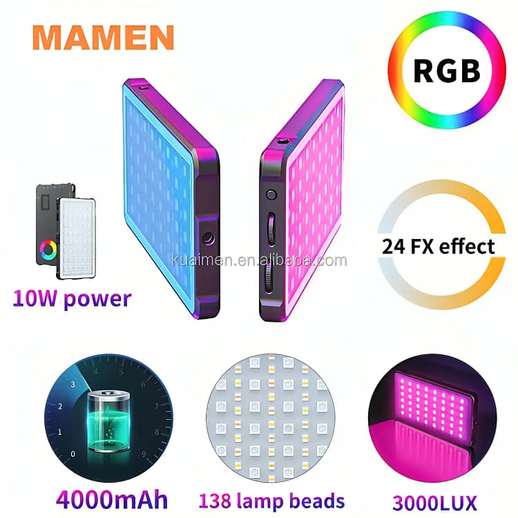 MAMEN SL-C02 Power Bank RGB Photography LED color fill light 2500-9000 4