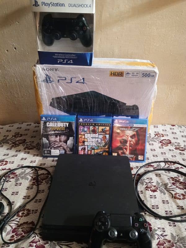 Ps4 slim 500GB with 6 games,3 cd and 3 installed 4