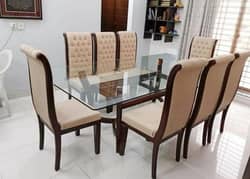 Beautiful Dining Table (Glass Top) with 6 Chairs Brand New