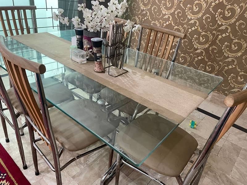 Glass Top Dining Table with 6 Chairs 0