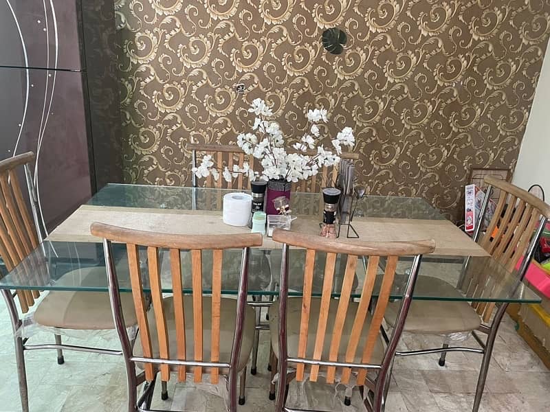 Glass Top Dining Table with 6 Chairs 1