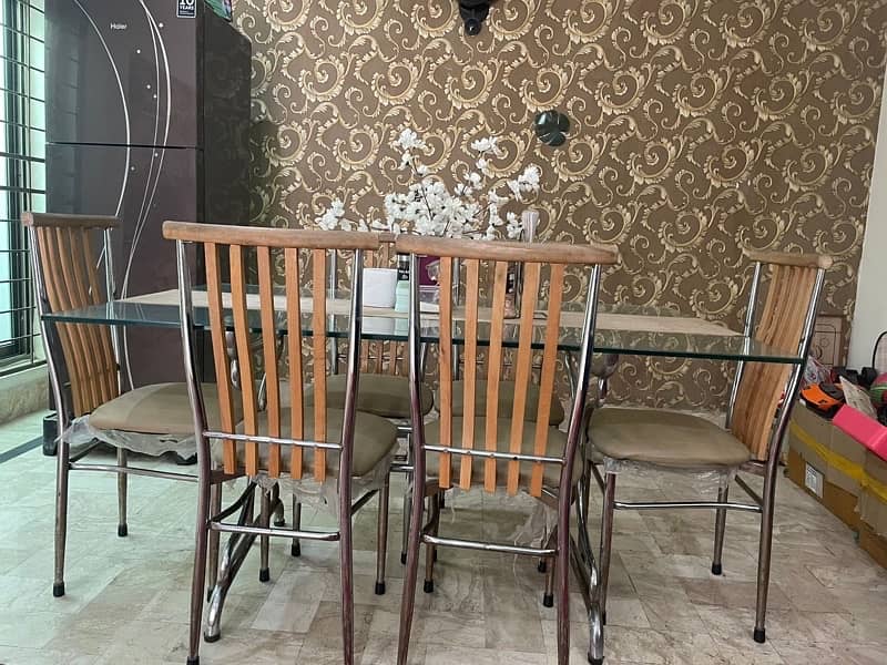 Glass Top Dining Table with 6 Chairs 2