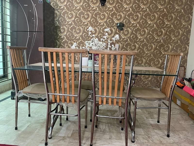 Glass Top Dining Table with 6 Chairs 3