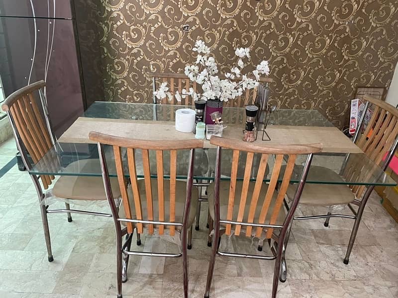 Glass Top Dining Table with 6 Chairs 4