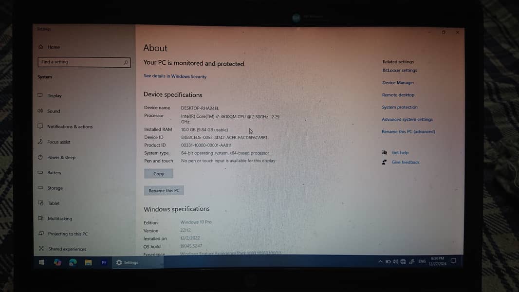 HP ProBook 450 i7 3rd Gen, 10GB RAM, 128SSD 3