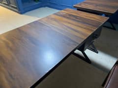 Two Wooden Office Tables with Drawers