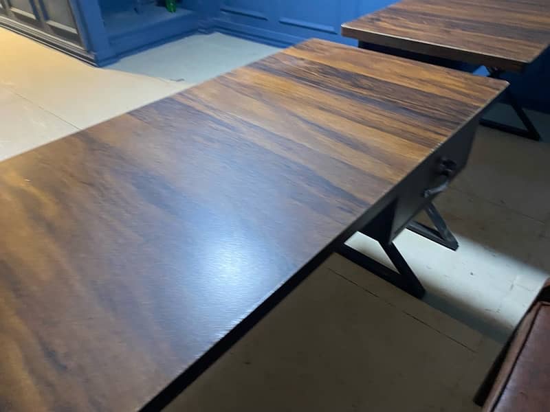 Two Wooden Office Tables with Drawers 0