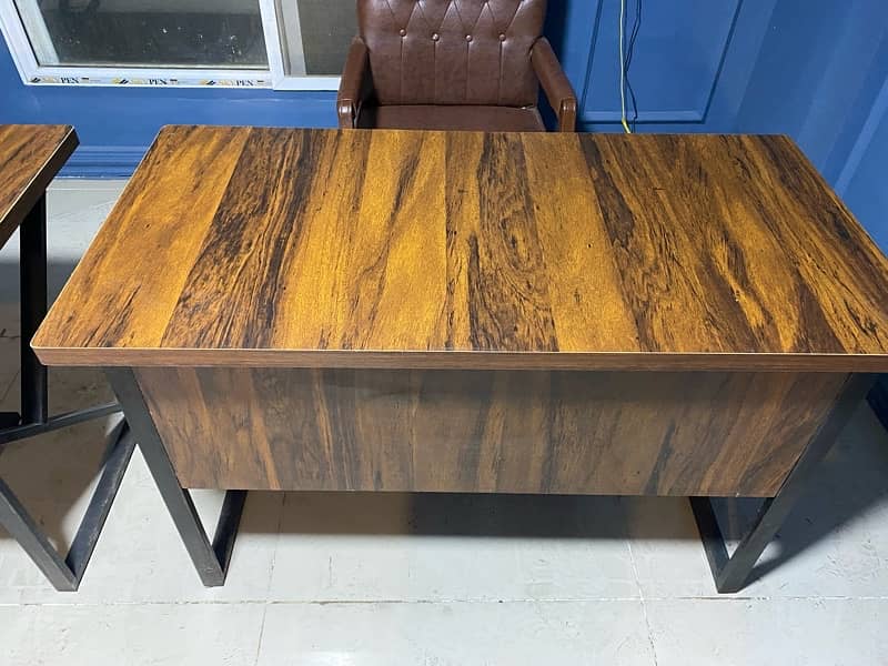 Two Wooden Office Tables with Drawers 2