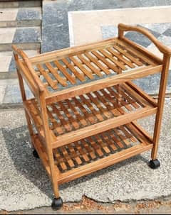 Double Handel Beech Woood Tea Trolly