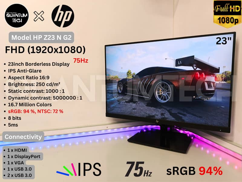 HP 23inch IPS Full HD 1080p 75Hz Borderless Gaming Monitor 1