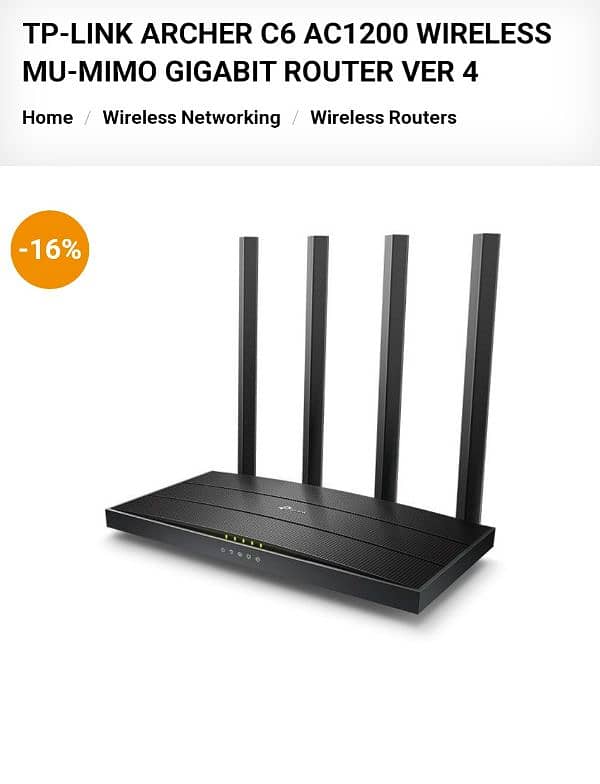 TP-LINK ARCHER C6 AC1200 WIRELESS MU-MIMO GIGABIT ROUTER VER 4 0