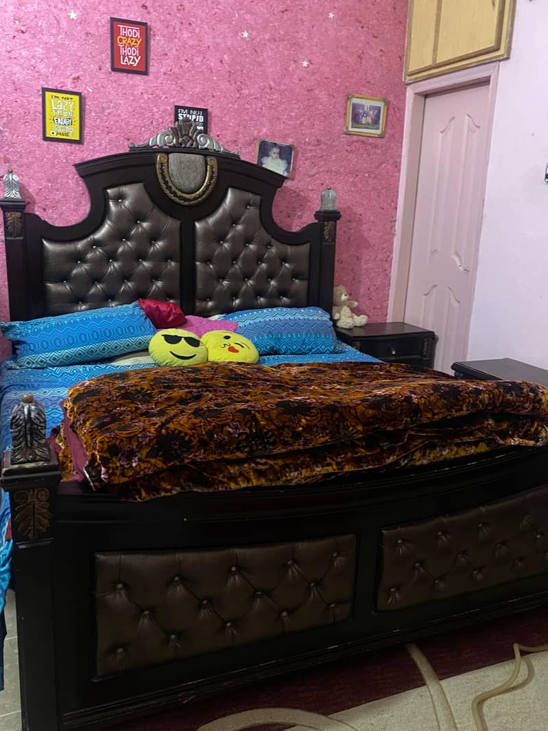 King Size Bed for sale with dressing table and with two side tables 1