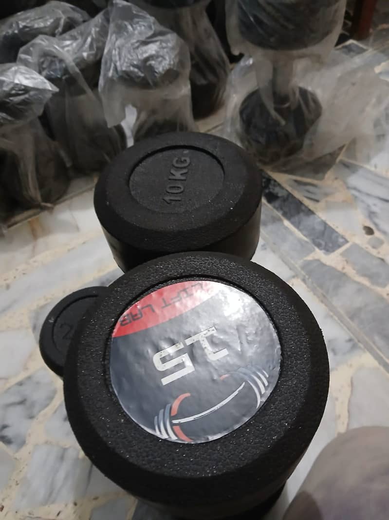 Rubber Coated great quality dumbells availabe (03262157577 whatsapp) 3