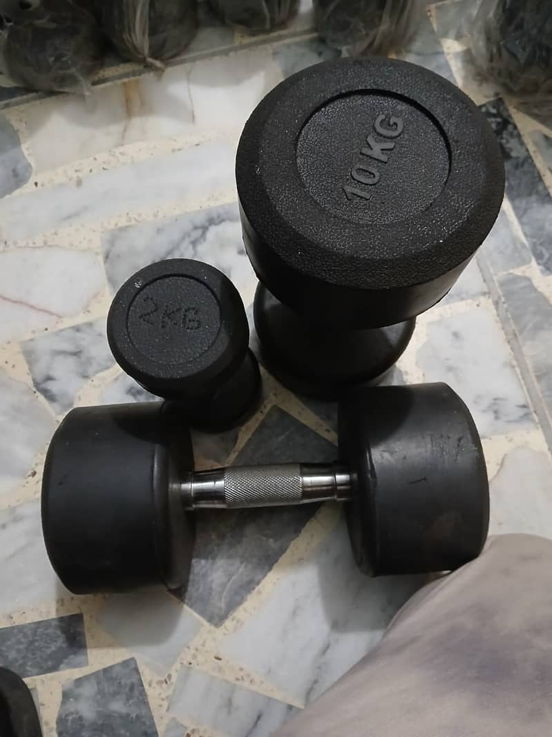 Rubber Coated great quality dumbells availabe (03262157577 whatsapp) 6