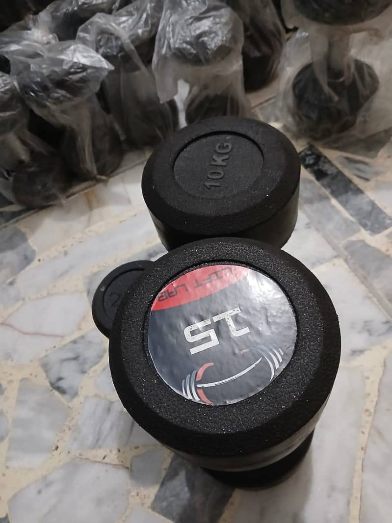 Rubber Coated great quality dumbells availabe (03262157577 whatsapp) 8