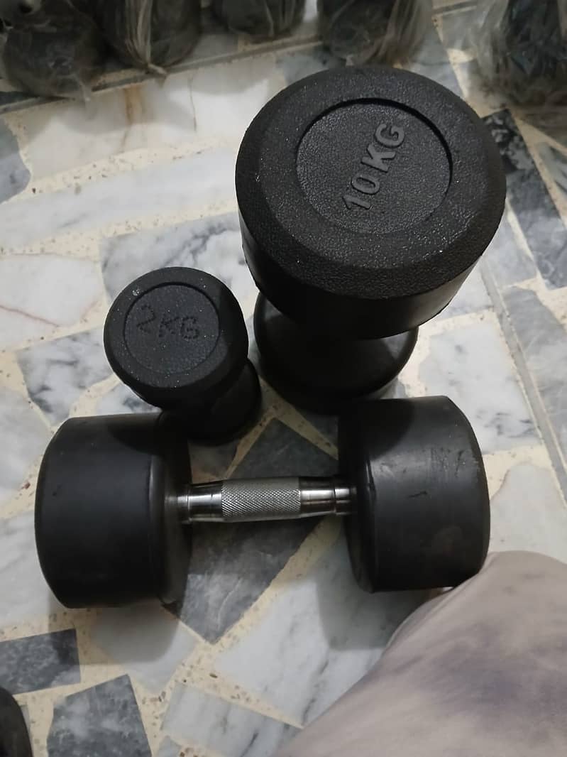 Rubber Coated great quality dumbells availabe (03262157577 whatsapp) 9