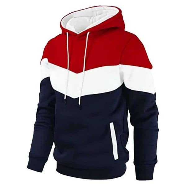 Men's Multicolor Fleece Hoodie - Cozy plain Hooded Neckwear 0