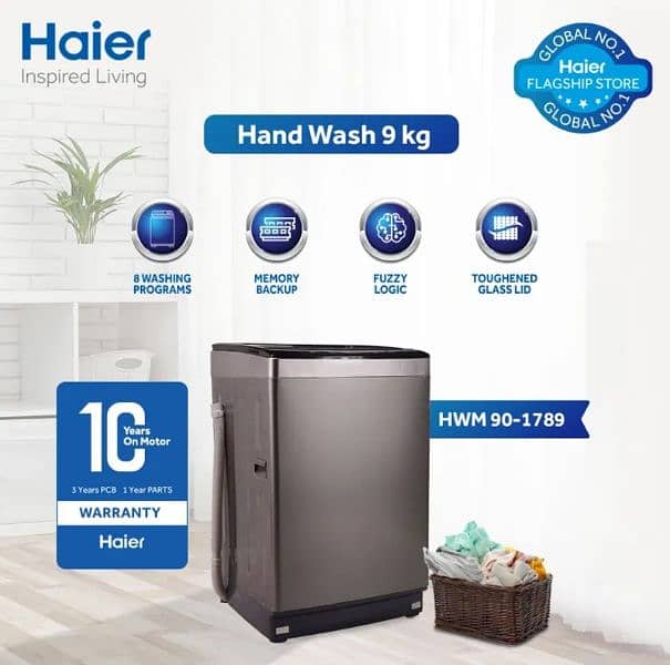 Haier Fully Automatic 9-Kg Pillow Drum Washing Machine For Sale 3