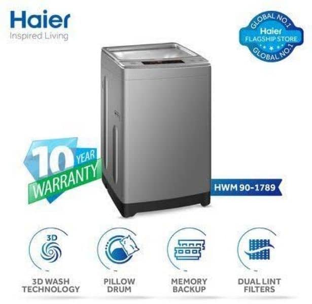 Haier Fully Automatic 9-Kg Pillow Drum Washing Machine For Sale 4