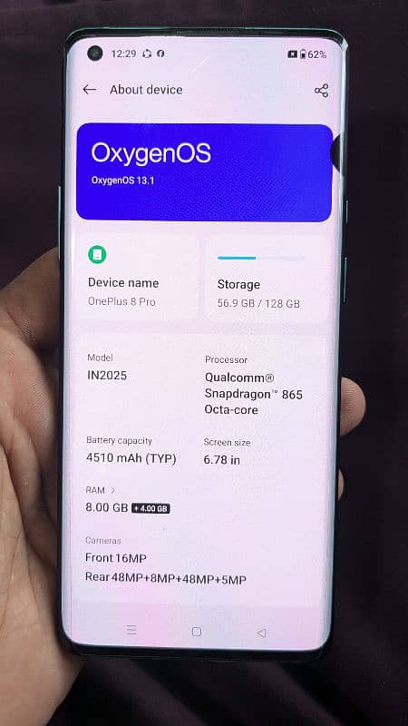 OnePlus 8pro 8/128gb dual sim PTA Approved condition seen in pic dot h 4