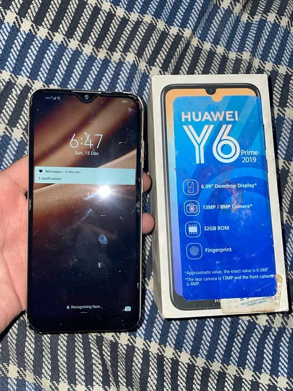 huawei y 6 prime 32gb with box wattsapp 03070405686 7