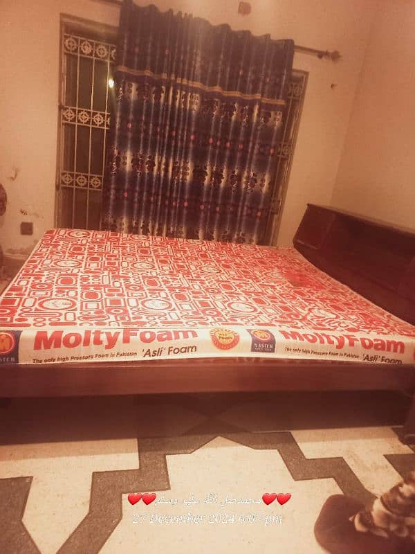 good quality wooden bed with matres 3