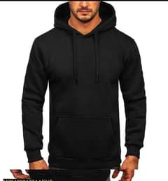 1 pc men's Stitched fleece plain hoodie, Black