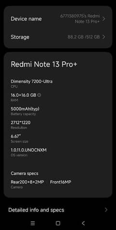 Xiaomi Redmi Note 13 pro+ plus 16+16/512gb pta approved