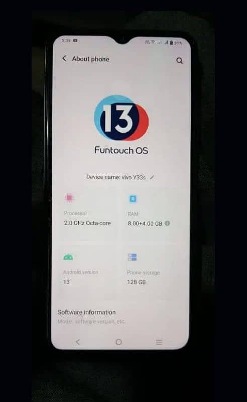 vivo y33s, 8+4 12gb 128gb Android 13 update ,0335/9881853 13