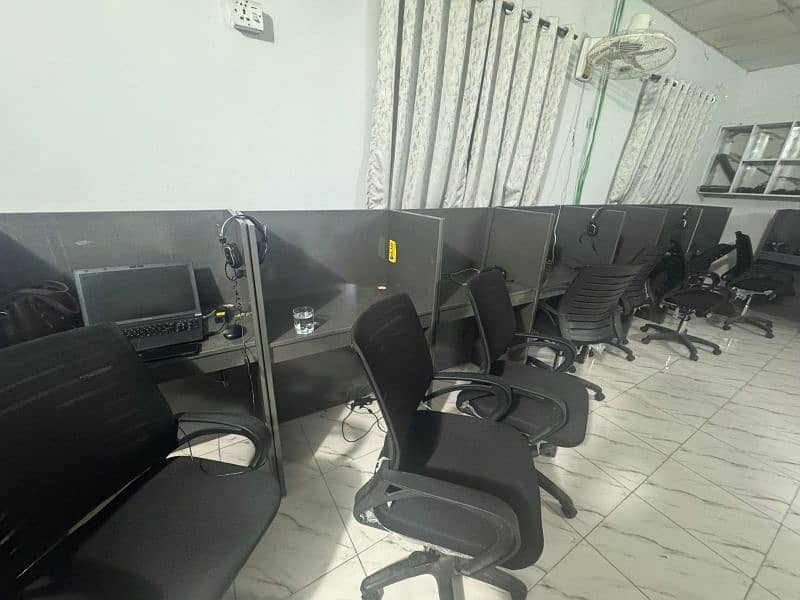 work stations for call center and 5 chairs 2