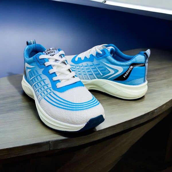 Synthetic Leather Blue Sneakers 1