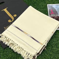 luxurious 1 pc embroidered wool shawl in off white