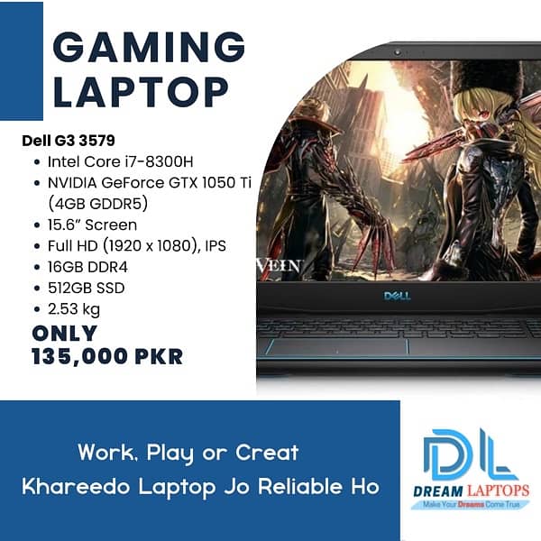 Dell G3 3579 GAMING LAPTOP i7-8300H GTX 1050 Ti 0