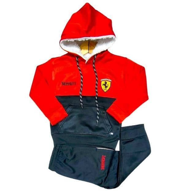 2 pc boy's printed polyester hoodie tracksuit 1