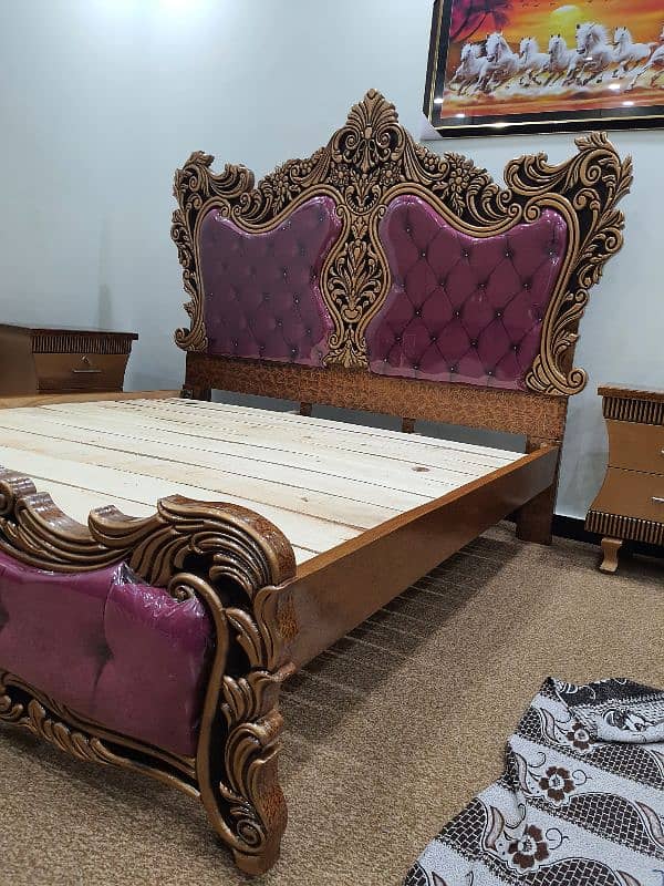 Carving bed set King size new not used Cinyoti style (just call me) 2