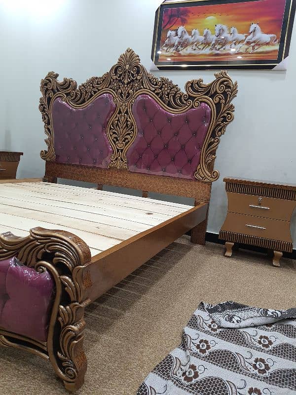 Carving bed set King size new not used Cinyoti style (just call me) 3