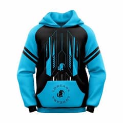 Unisex Printed Fleece Hoodie - 1 Pc Blue Hooded Sweatshirt