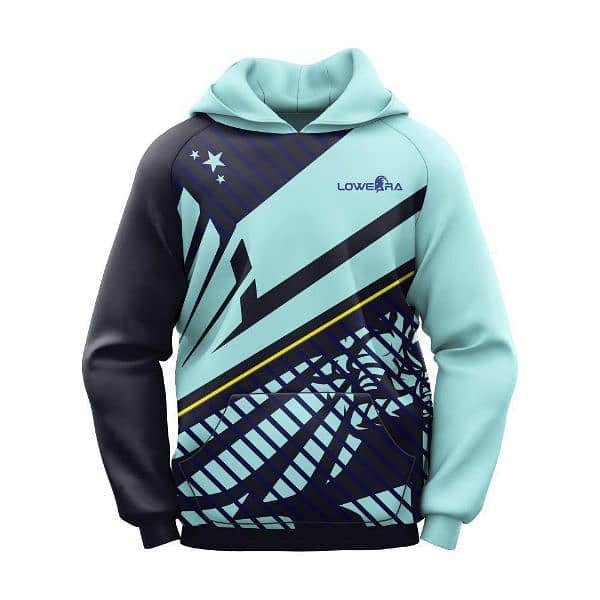 Unisex Printed Fleece Hoodie - 1 Pc Blue Hooded Sweatshirt 2