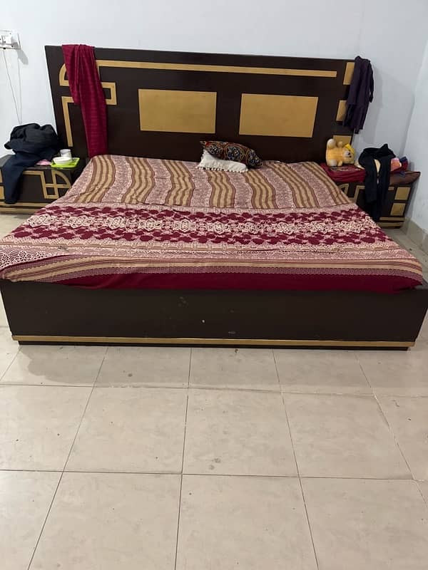 bed |double bed with side tables for sale | wooden bed | king size bed 1