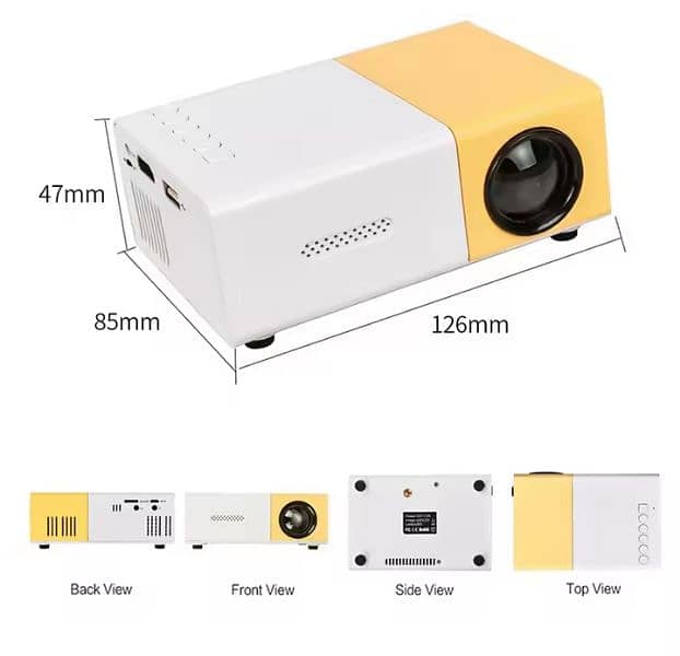 YG 300 Mini Projector Packet size Screen size 60 inch 3