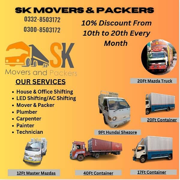 Movers Packers Services/home shifting/Shehzor Mazda/Good Transport 0