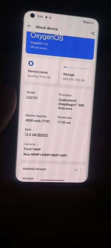 OnePlus 9 pro Ram 12+12 Storage 256 8