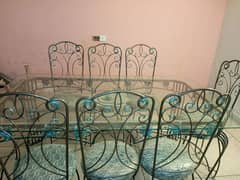 Iron Dinning Table with 08 Chairs