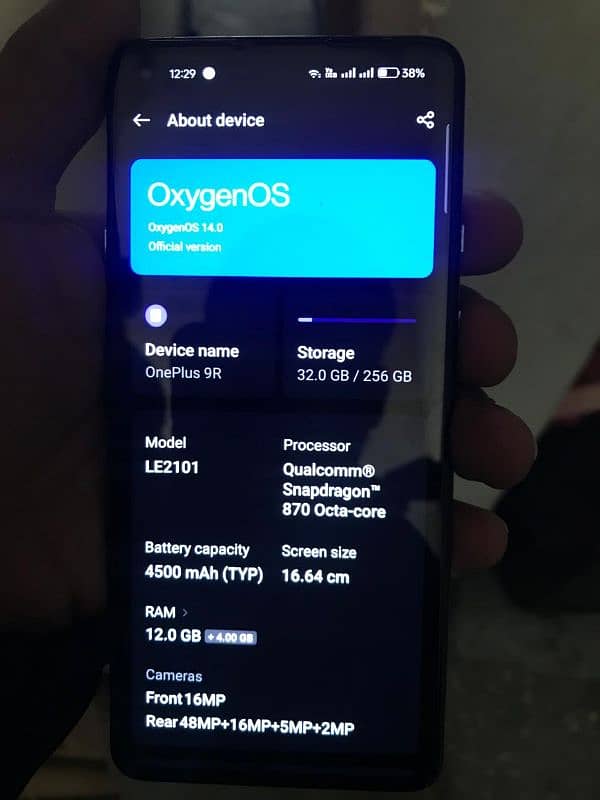 OnePlus 9r 10by10 256gb 12ram global pta approved lifetime 7